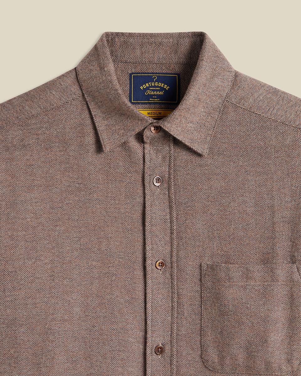 Portuguese Flannel Espiga Brown Herren Hemd Baumwolle beige